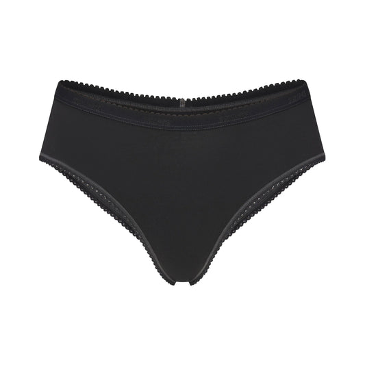 LIGHTWEIGHT COTTON LOGO PICOT HIPSTER | SOOT