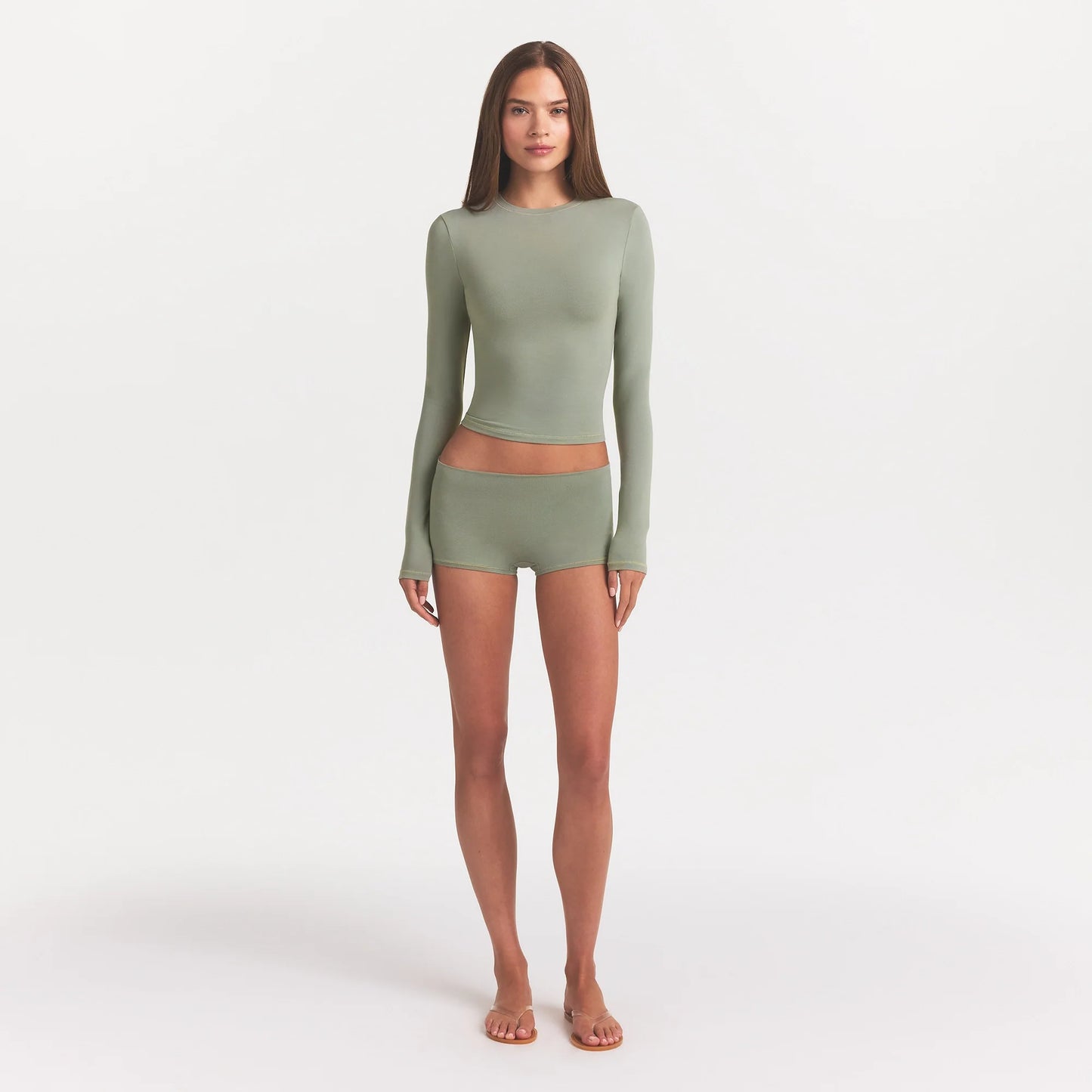 COTTON JERSEY LONG SLEEVE T-SHIRT | MINERAL