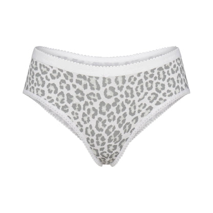 LIGHTWEIGHT COTTON LOGO PICOT HIPSTER | SNOW LEOPARD PRINT