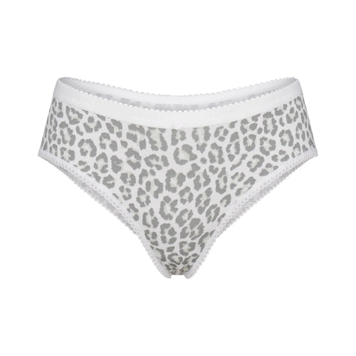 LIGHTWEIGHT COTTON LOGO PICOT HIPSTER | SNOW LEOPARD PRINT