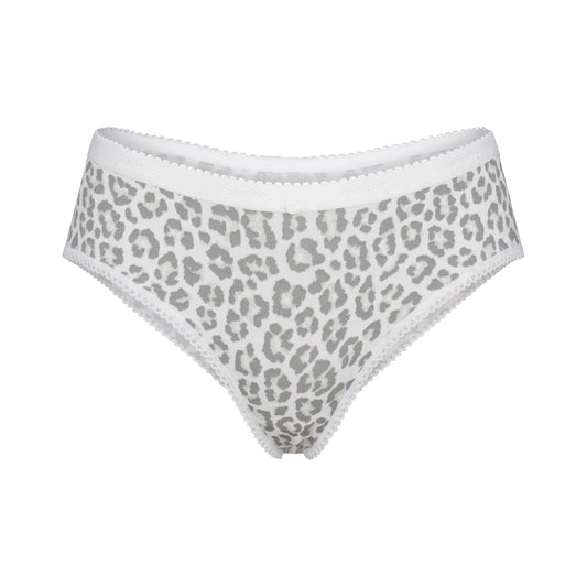 LIGHTWEIGHT COTTON LOGO PICOT HIPSTER | SNOW LEOPARD PRINT