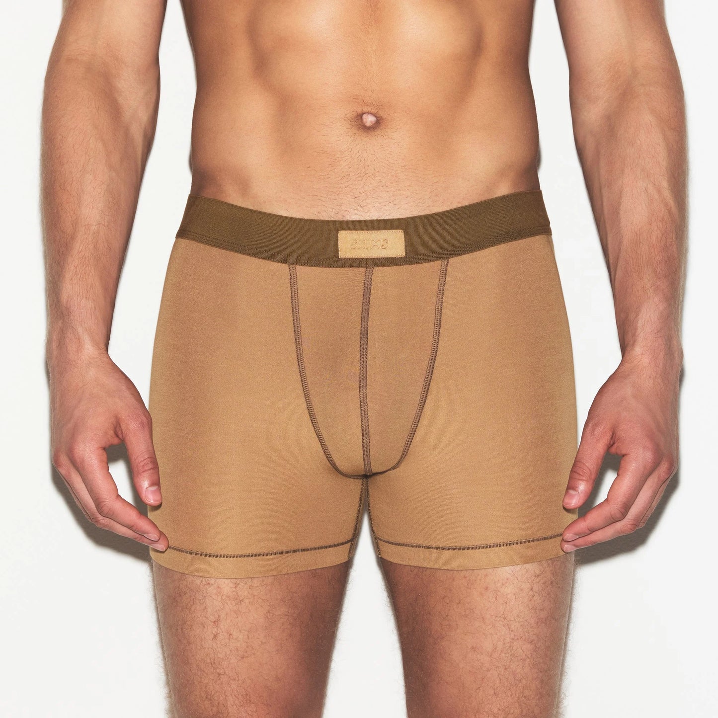 SKIMS COTTON MENS 3" BOXER BRIEF | RUSSET