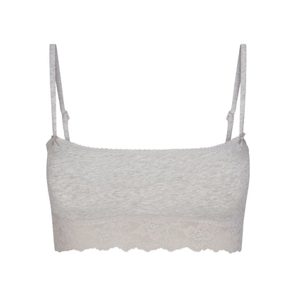 LIGHTWEIGHT COTTON STRAIGHT NECK BRALETTE | LIGHT HEATHER GREY