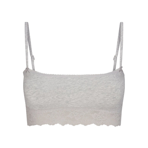 LIGHTWEIGHT COTTON STRAIGHT NECK BRALETTE | LIGHT HEATHER GREY