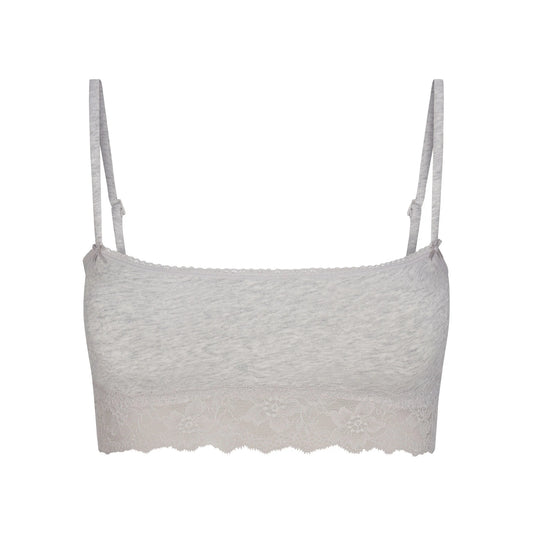LIGHTWEIGHT COTTON STRAIGHT NECK BRALETTE | LIGHT HEATHER GREY