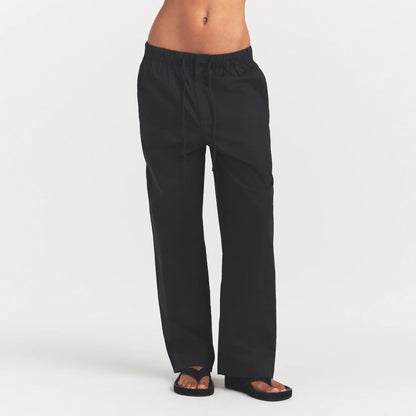WOVEN COTTON OVERSIZED STRAIGHT LEG PANT | ONYX