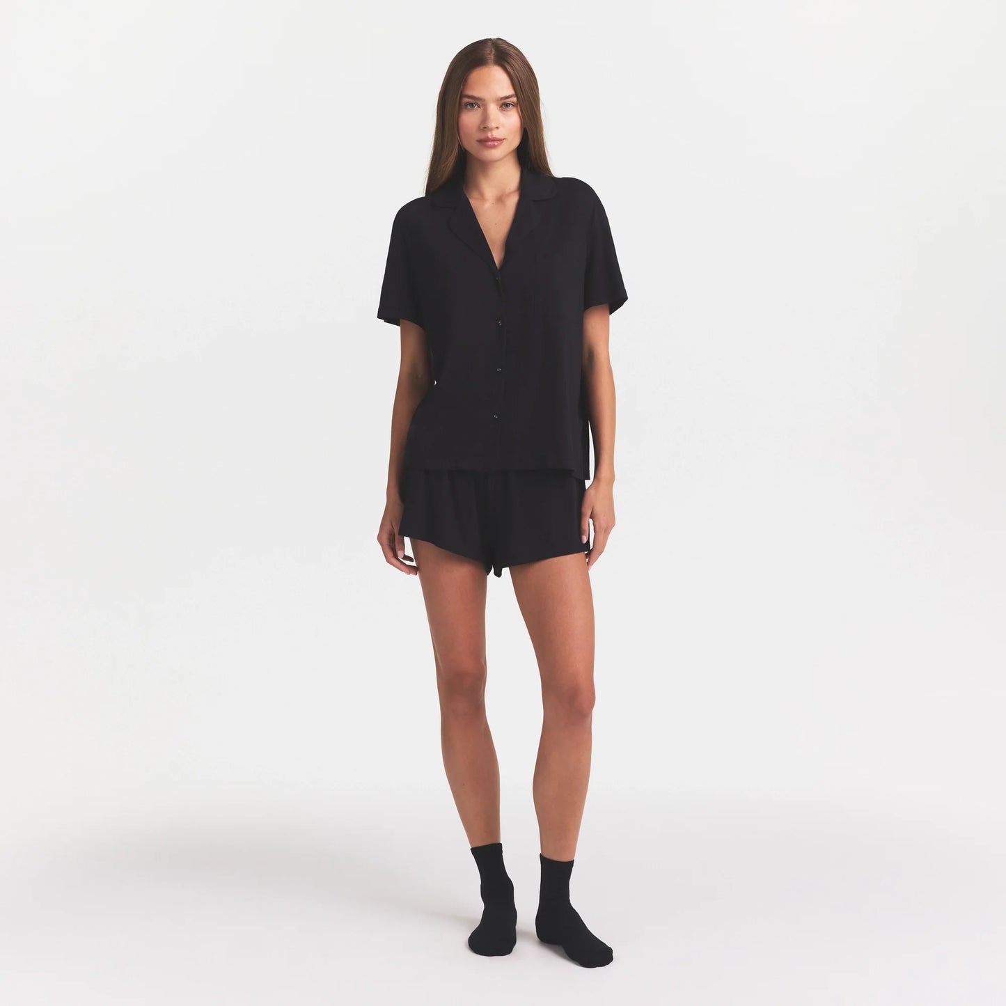 ORGANIC COTTON SLEEP SHORT SLEEVE SET | OBSIDIAN
