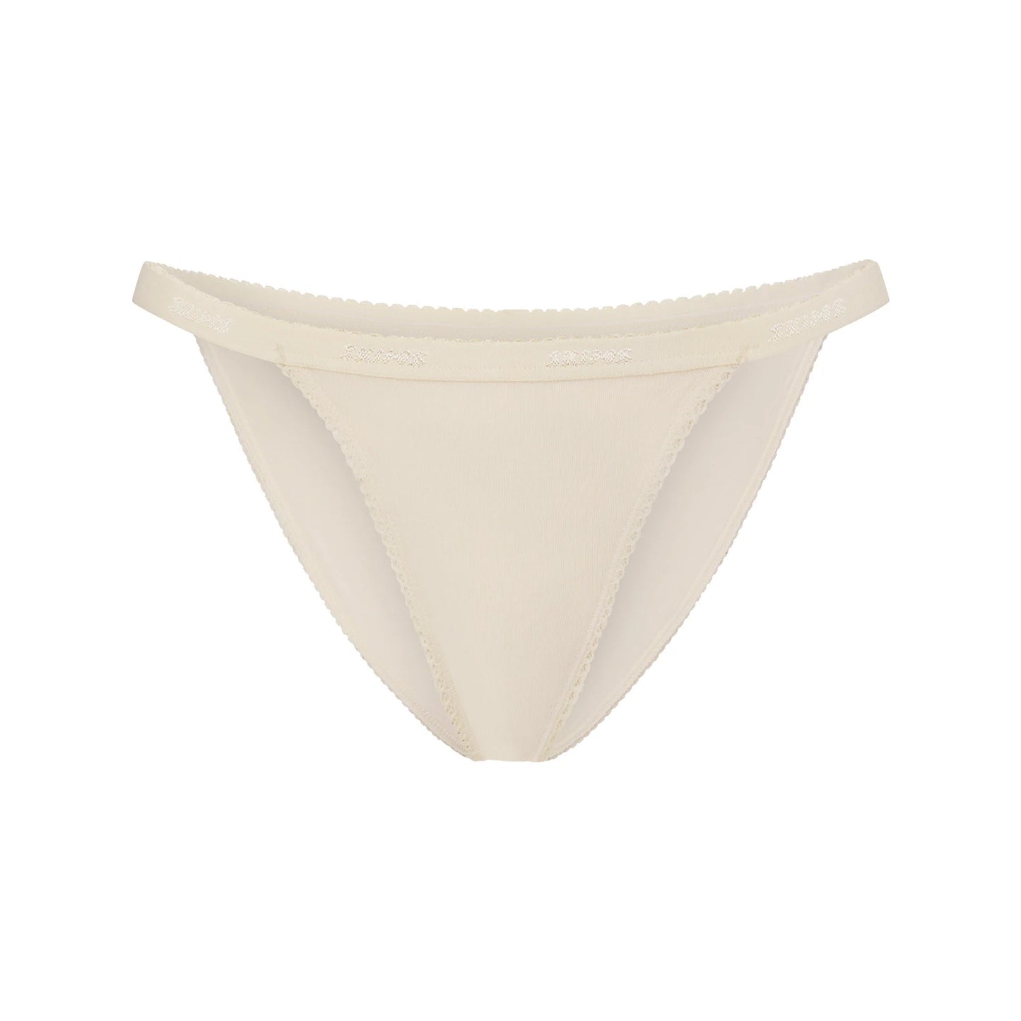 LIGHTWEIGHT COTTON LOGO PICOT STRING BIKINI | BUTTER TONAL