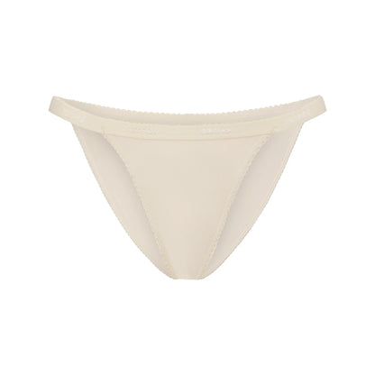 LIGHTWEIGHT COTTON LOGO PICOT STRING BIKINI | BUTTER TONAL