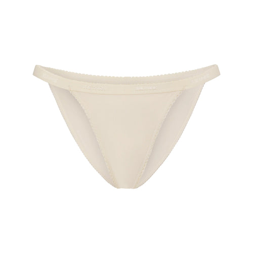 LIGHTWEIGHT COTTON LOGO PICOT STRING BIKINI | BUTTER TONAL