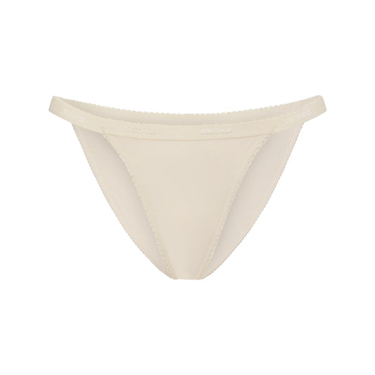 LIGHTWEIGHT COTTON LOGO PICOT STRING BIKINI | BUTTER TONAL