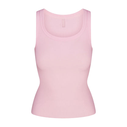 COTTON RIB SCOOP NECK TANK | CHERRY BLOSSOM