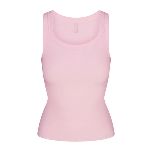 COTTON RIB SCOOP NECK TANK | CHERRY BLOSSOM