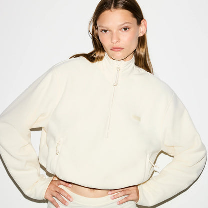 OUTDOOR FLEECE HALF ZIP PULLOVER | ECRU