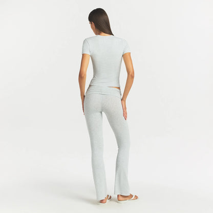 COTTON JERSEY FOLDOVER PANT | LIGHT HEATHER GREY