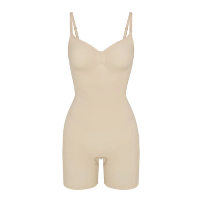 SEAMLESS SCULPT MID THIGH BODYSUIT | SAND