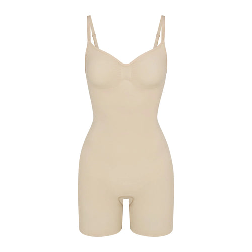 SEAMLESS SCULPT MID THIGH BODYSUIT | SAND