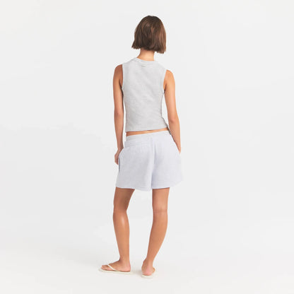 COTTON FLEECE DOUBLE WAISTBAND SHORT | LIGHT HEATHER GREY