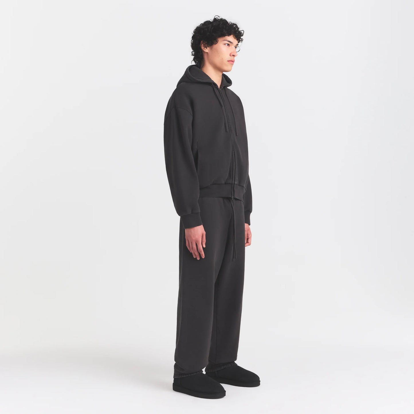 HEAVYWEIGHT FLEECE ZIP UP HOODIE | WASHED ONYX