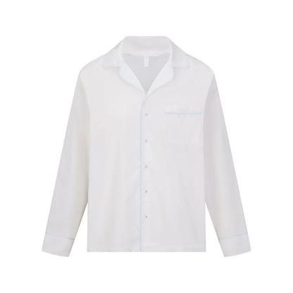 COTTON POPLIN SLEEP LONG SLEEVE AND BOXER SET | SNOW CONTRAST